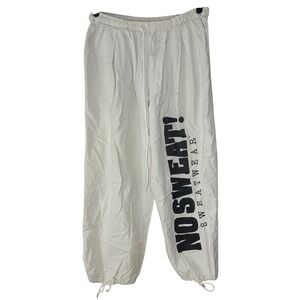 Vintage No Sweat Sweatwear Pants Men's Medium Cream‎ Jogger Beach 90s FLAWED